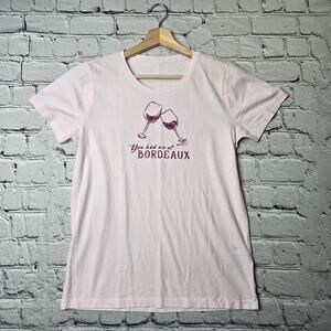 J Crew Collector Tee You Had Me At Bordeaux 100% Cotton Pink Tshirt Size Medium